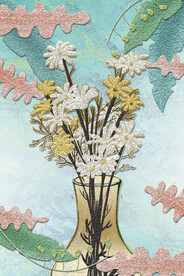 装饰画 抽象画 菊花 花瓶