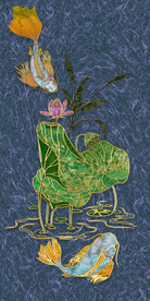 装饰画 抽象画 荷叶 鱼