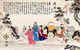 中式醉八仙将进酒酒文化背景墙