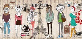 欧美风抽象动物服装店背景墙