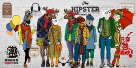 欧美风抽象动物服装店背景墙