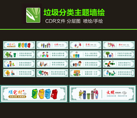 垃圾分类墙绘图片