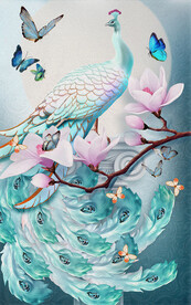 装饰画 孔雀 兰花 蝴蝶