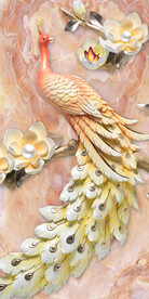 装饰画 孔雀 兰花 大理石纹