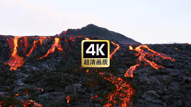 航拍火山爆发流淌的岩浆