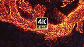 航拍火山熔岩流淌美景