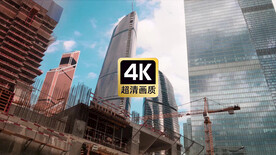 城市建筑群中在建商务大厦