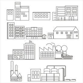 工厂学校建筑矢量图