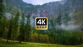 风景素材薄雾远山草地树林