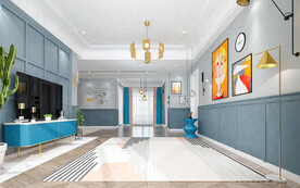 现代客厅沙发背景墙空场景