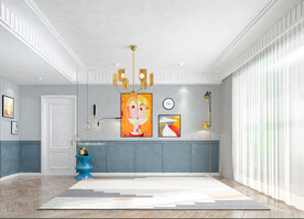 现代客厅背景墙空场景