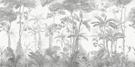 手绘欧式中世热带雨林动物背景墙