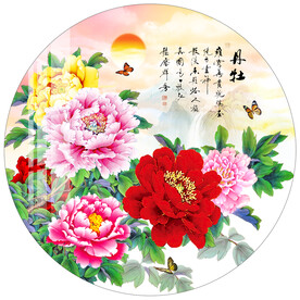 牡丹图花开富贵圆形装饰画