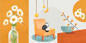 北欧小清新重彩装饰画三联画