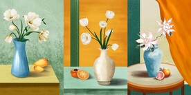 简约北欧重彩客厅三联画装饰画