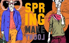 欧美风抽象动物服装店背景墙