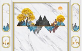 大理石纹 山  发财黄金鹿