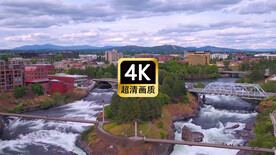 短视频素材航拍城市河流桥梁