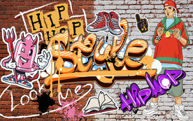 个性砖墙街头涂鸦工装背景墙