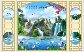 山水画  流水生财