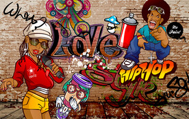 嘻哈街头涂鸦工装背景墙