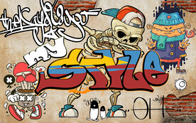 砖墙涂鸦街舞工装背景墙