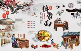 中国风裤带面背景墙图片