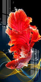 时尚孔雀鱼轻奢玄关装饰画