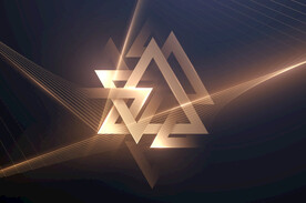 金色三角蓝色黑色背景