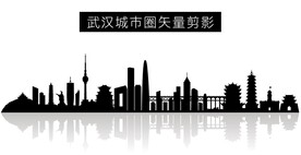 武汉城市圈矢量剪影