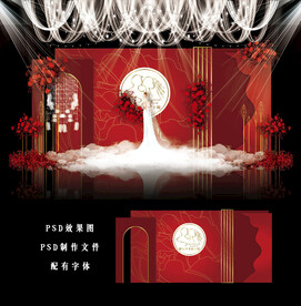 红色婚礼背景图片