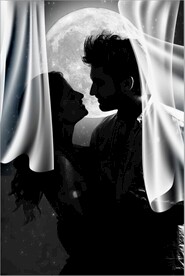 现代黑白男女情侣剪影玄关装饰画