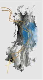 北欧抽象金色水墨油画玄关装饰画