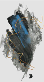 北欧抽象金色水墨油画玄关装饰画