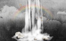 北欧风彩虹瀑布风景电视背景墙