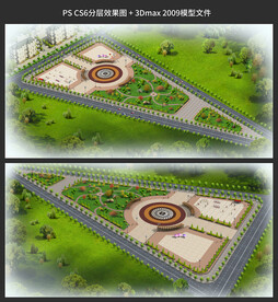 公园广场鸟瞰图