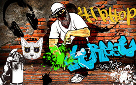 个性砖墙英文街头涂鸦工装背景墙