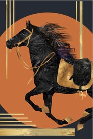 现代金色骏马玄关装饰画