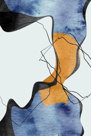 北欧抽象金色水墨油画玄关装饰画