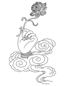 手 佛莲花线描