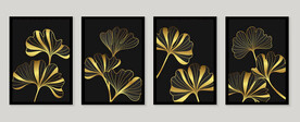 金色叶子四联装饰画