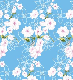 花朵小鸟 数码印花