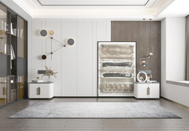 现代卧室背景墙空景效果图