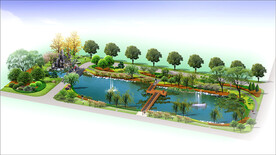水系 游园人工湖景观绿化效果图