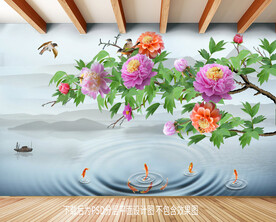 牡丹客厅背景墙