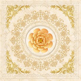  立体浮雕荷花大理石吊顶