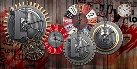 复古工业风时钟轮毂餐饮酒吧壁画