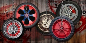 欧美工业风轮胎轮毂餐饮酒吧壁画