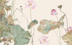 新中式水墨荷花国画电视背景墙