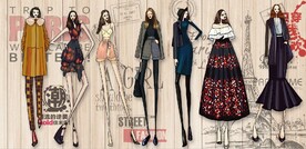 欧美风美女模特服装店背景墙